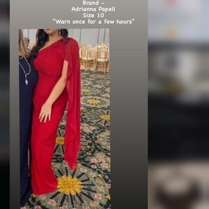 Adrianna Papell Red One-Shoulder Gown